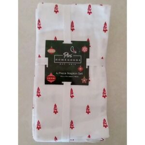 Pbs Homegoods Napkin Set of 4 Christmas Holiday Tree Dining 18" x 18" NEW